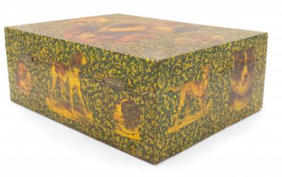 English Victorian Decoupage Dog Box