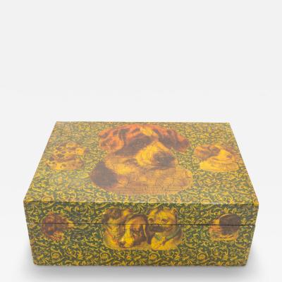 English Victorian Decoupage Dog Box