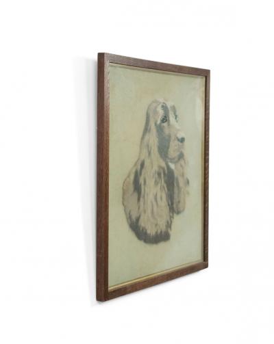 English Victorian English Setter Framed Embroidery