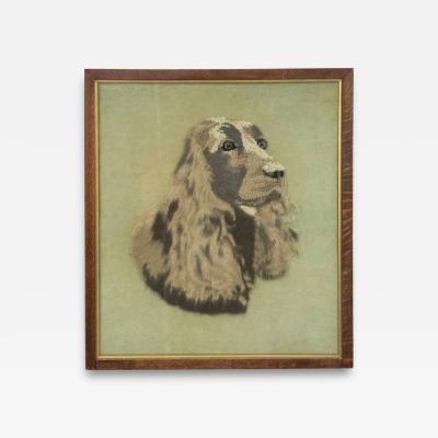 English Victorian English Setter Framed Embroidery