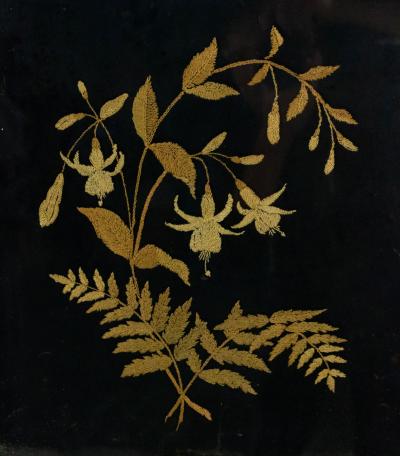 English Victorian Floral Framed Embroidery