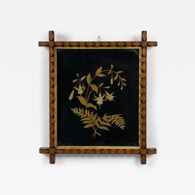 English Victorian Floral Framed Embroidery