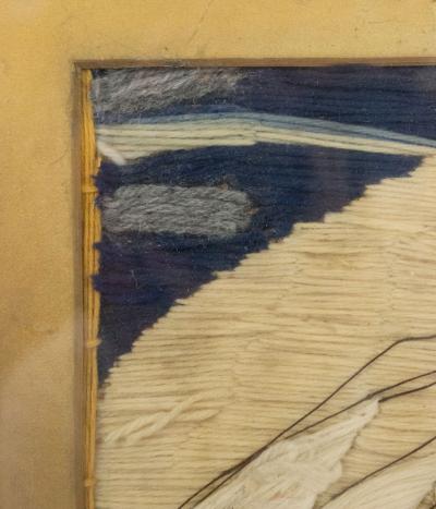 English Victorian Framed Ship Embroidery