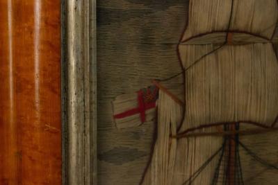 English Victorian Framed Ship Embroidery