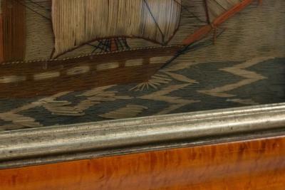 English Victorian Framed Ship Embroidery