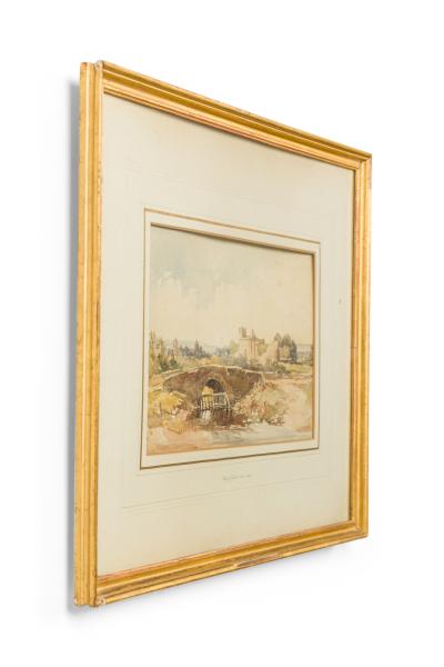 English Victorian Genre Scene Depicting a Small Bridge and River