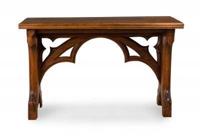 English Victorian Gothic Revival Carved Oak Table