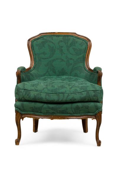 English Victorian Green Bergere Armchair