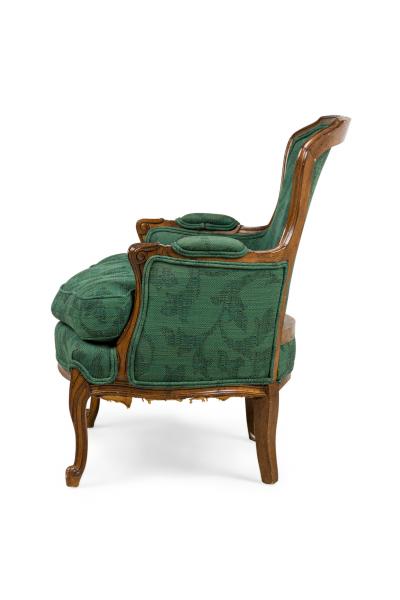 English Victorian Green Bergere Armchair