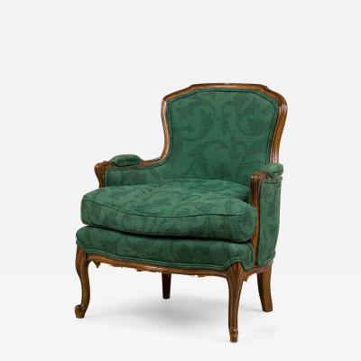 English Victorian Green Bergere Armchair