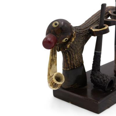 English Victorian Horn and Wood Pipe Rack