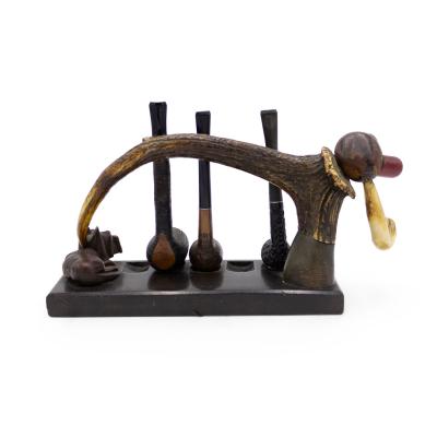 English Victorian Horn and Wood Pipe Rack