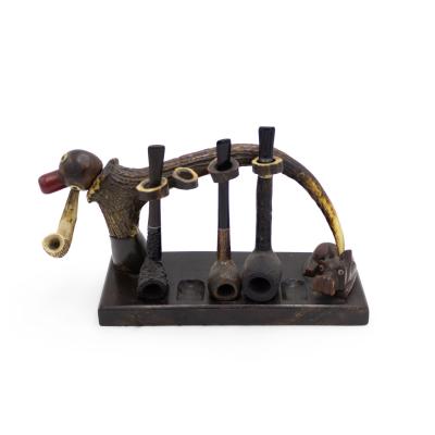 English Victorian Horn and Wood Pipe Rack