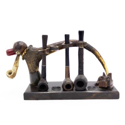 English Victorian Horn and Wood Pipe Rack