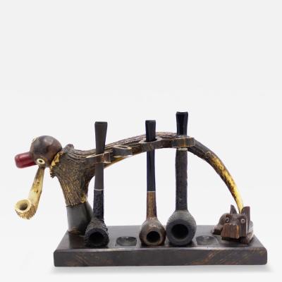 English Victorian Horn and Wood Pipe Rack