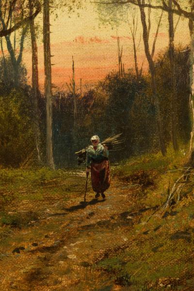 English Victorian Landscape of Lady in Forest
