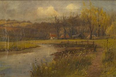 English Victorian Landscape of Lake House