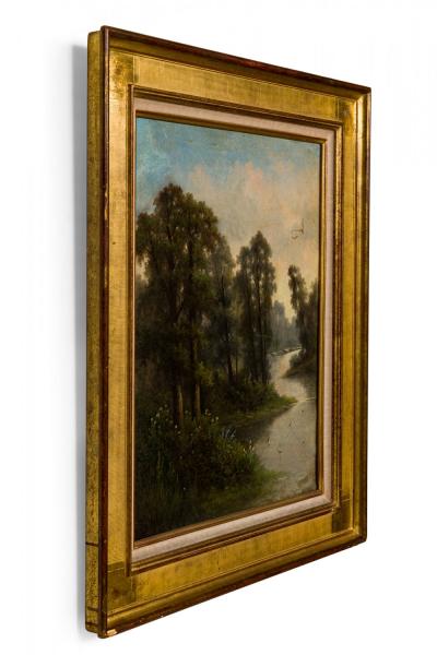 English Victorian Landscape of Stream and Trees