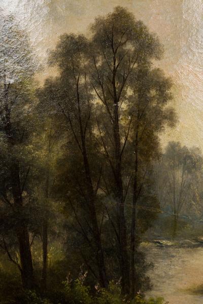 English Victorian Landscape of Stream and Trees