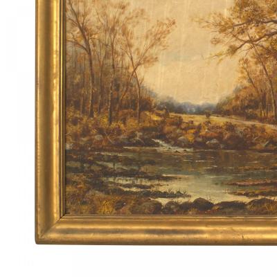 English Victorian Landscape of Stream and Trees
