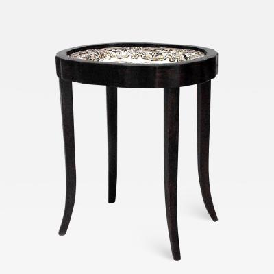 English Victorian Mahogany Porcelain End Table