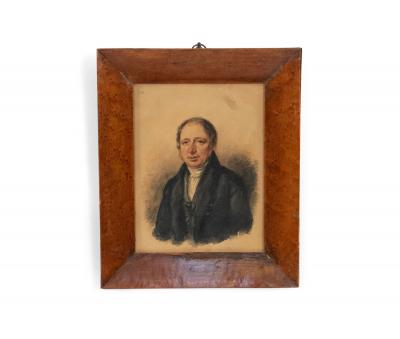 English Victorian Male Watercolor Portrait