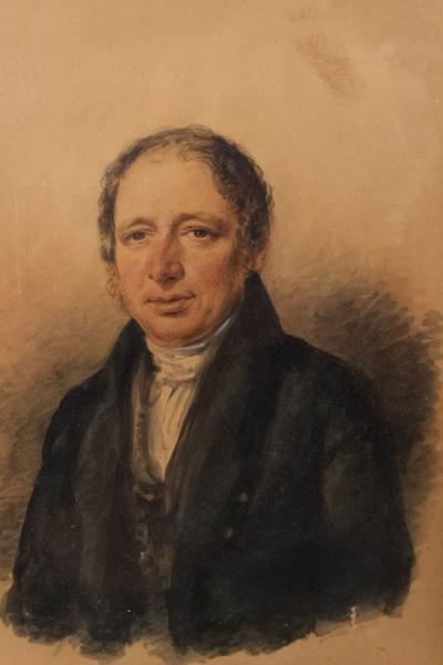 English Victorian Male Watercolor Portrait