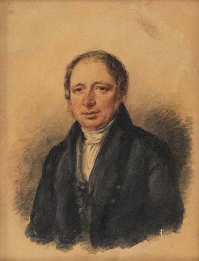 English Victorian Male Watercolor Portrait