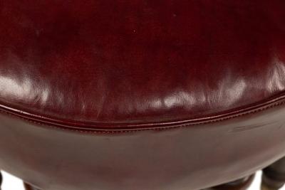 English Victorian Maroon Leather Bench