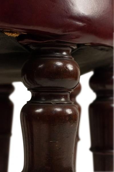 English Victorian Maroon Leather Bench