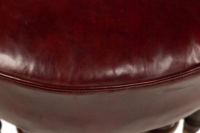 English Victorian Maroon Leather Bench