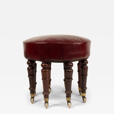 English Victorian Maroon Leather Bench