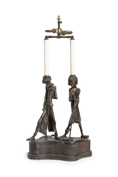 English Victorian Metal Figural Table Lamp