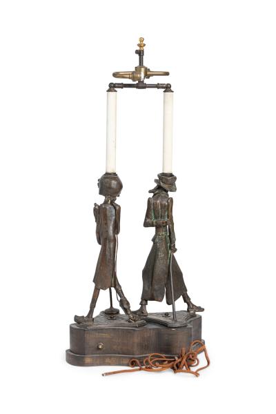 English Victorian Metal Figural Table Lamp