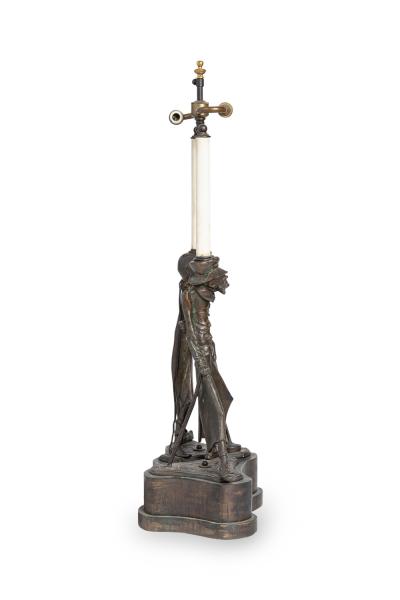 English Victorian Metal Figural Table Lamp