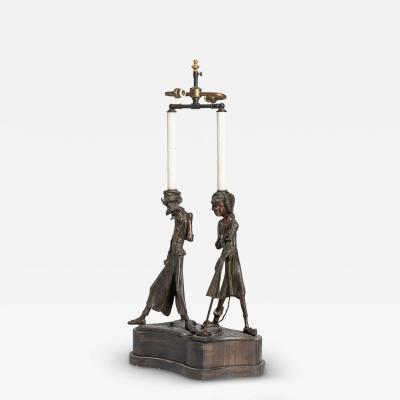 English Victorian Metal Figural Table Lamp