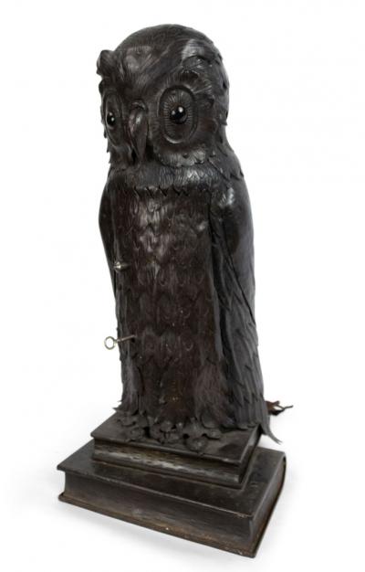 English Victorian Metal Owl Table Lamp