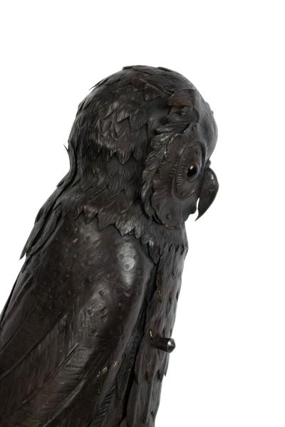 English Victorian Metal Owl Table Lamp
