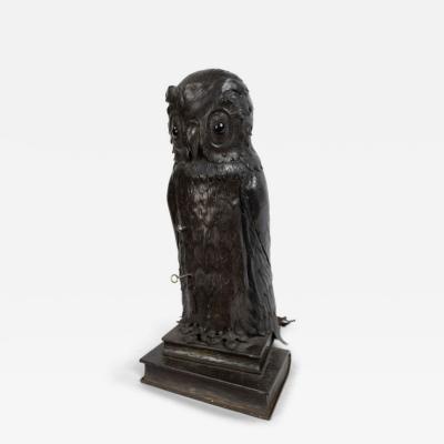 English Victorian Metal Owl Table Lamp