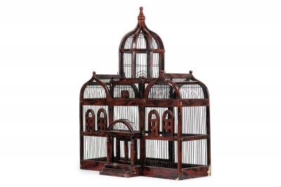English Victorian Metal and Wood Birdcage
