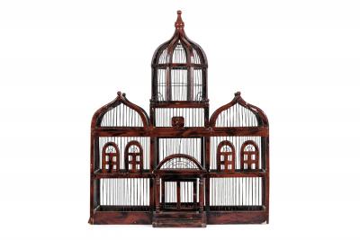 English Victorian Metal and Wood Birdcage
