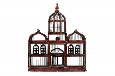English Victorian Metal and Wood Birdcage