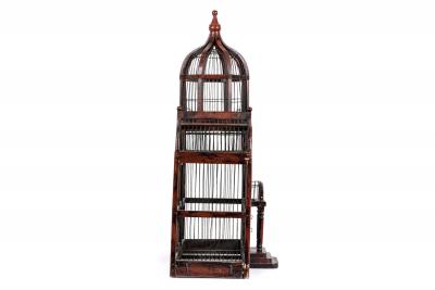 English Victorian Metal and Wood Birdcage