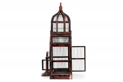 English Victorian Metal and Wood Birdcage