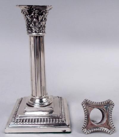 English Victorian Neoclassical Sterling Silver Candlesticks 1882