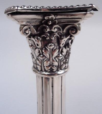English Victorian Neoclassical Sterling Silver Candlesticks 1882
