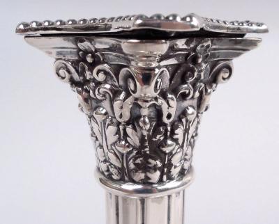 English Victorian Neoclassical Sterling Silver Candlesticks 1882