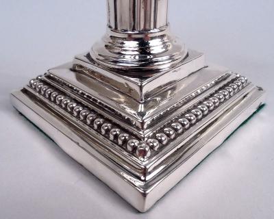 English Victorian Neoclassical Sterling Silver Candlesticks 1882