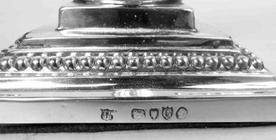 English Victorian Neoclassical Sterling Silver Candlesticks 1882