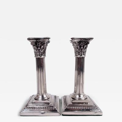 English Victorian Neoclassical Sterling Silver Candlesticks 1882